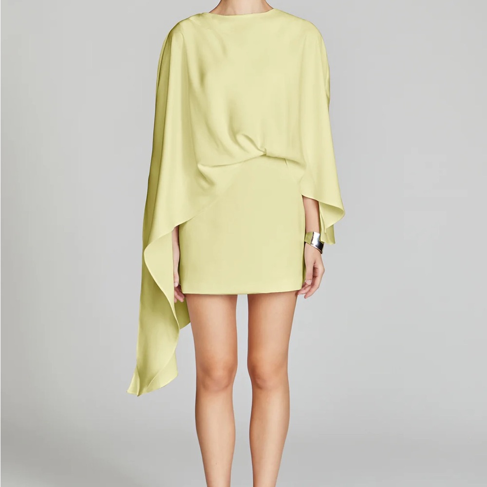 Halston Yellow Cape Mini Dress